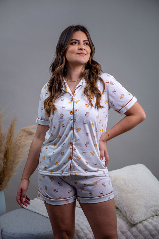 PIJAMA AMERICANO CURTO - CAFÉ DA MANHÃ