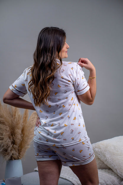 PIJAMA AMERICANO CURTO - CAFÉ DA MANHÃ