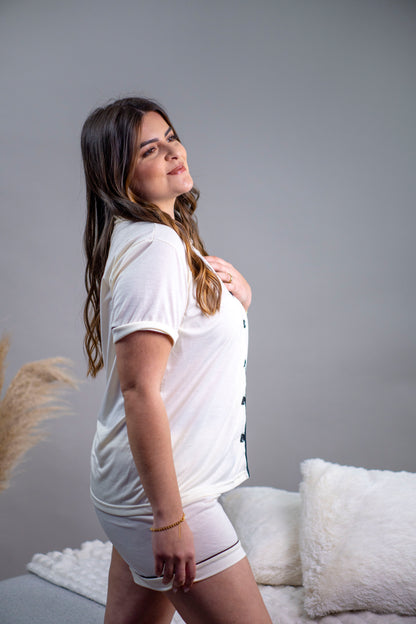 PIJAMA AMERICANO CURTO - SONHO MARFIM