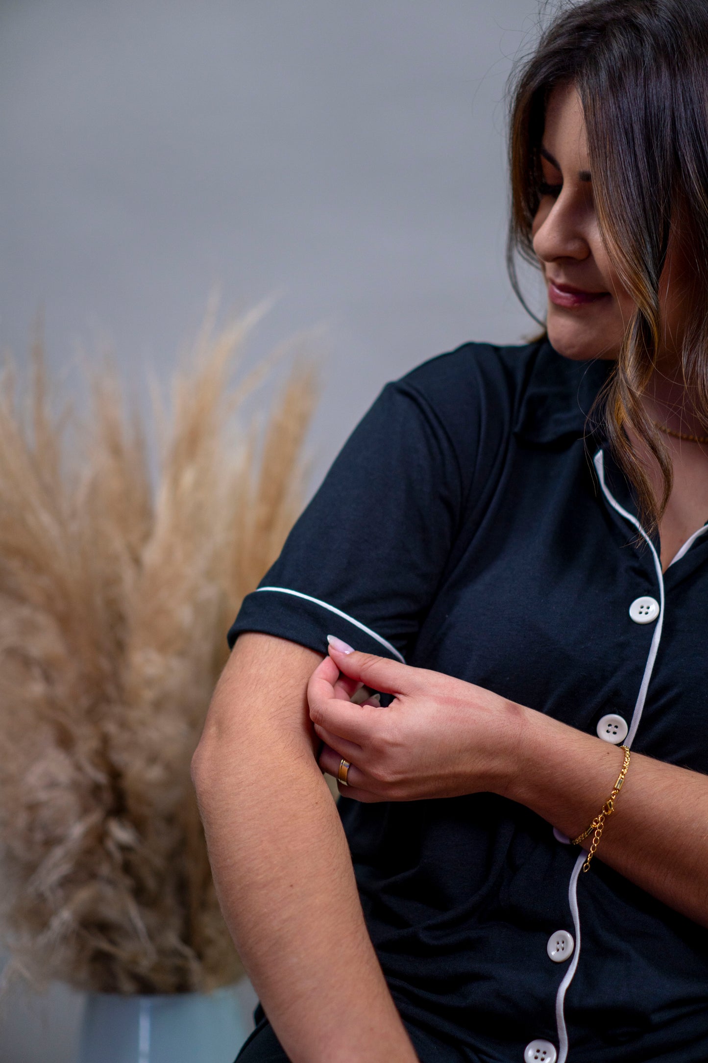 PIJAMA AMERICANO CURTO - LAR PRETO