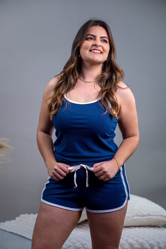 BABY DOLL CANELADO - NOITE AZUL MARINHO