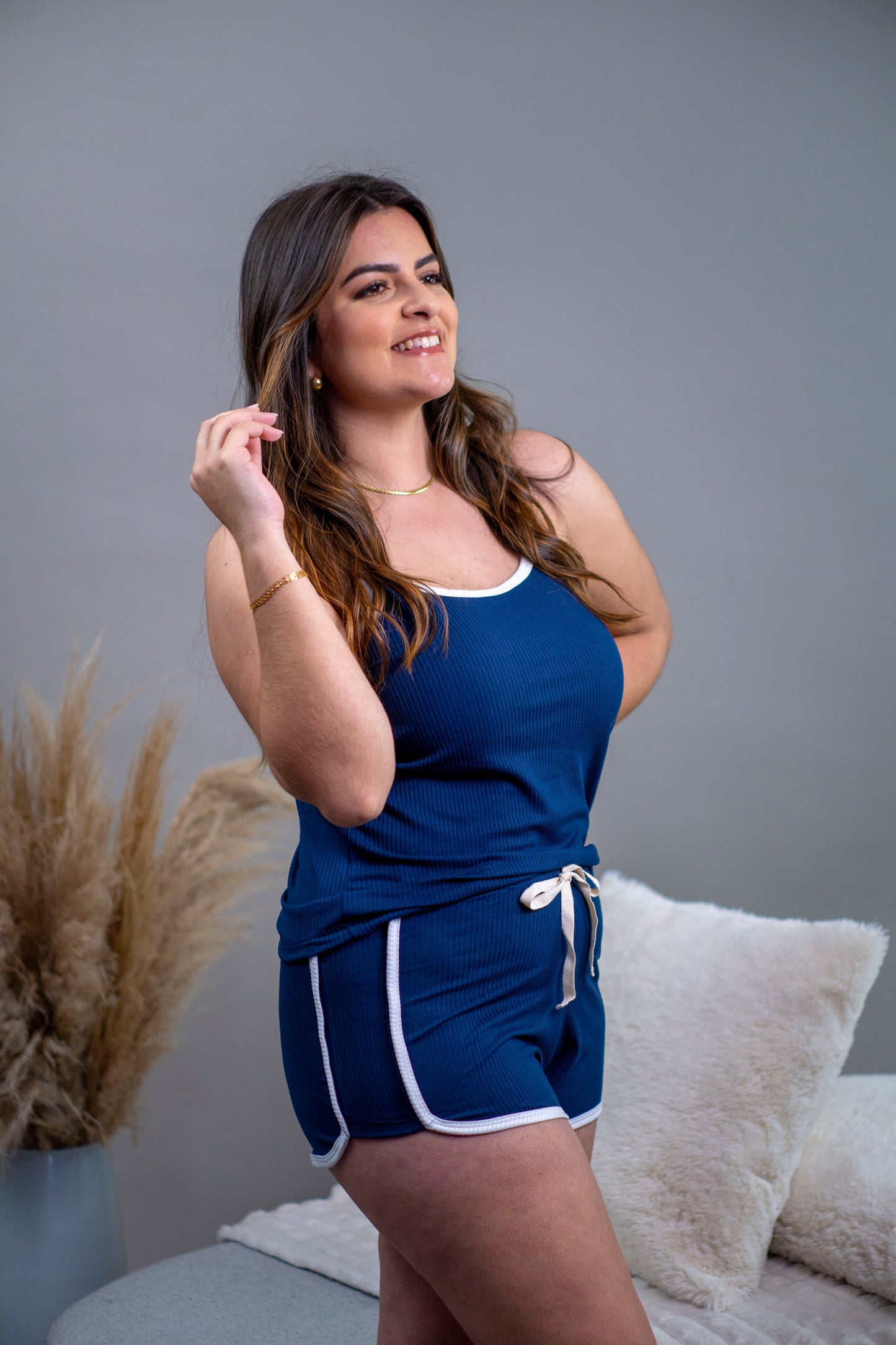 BABY DOLL CANELADO - NOITE AZUL MARINHO