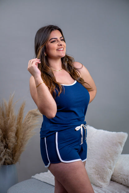 BABY DOLL CANELADO - NOITE AZUL MARINHO