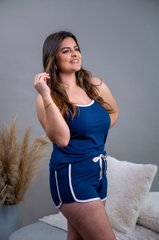 BABY DOLL CANELADO - NOITE AZUL MARINHO