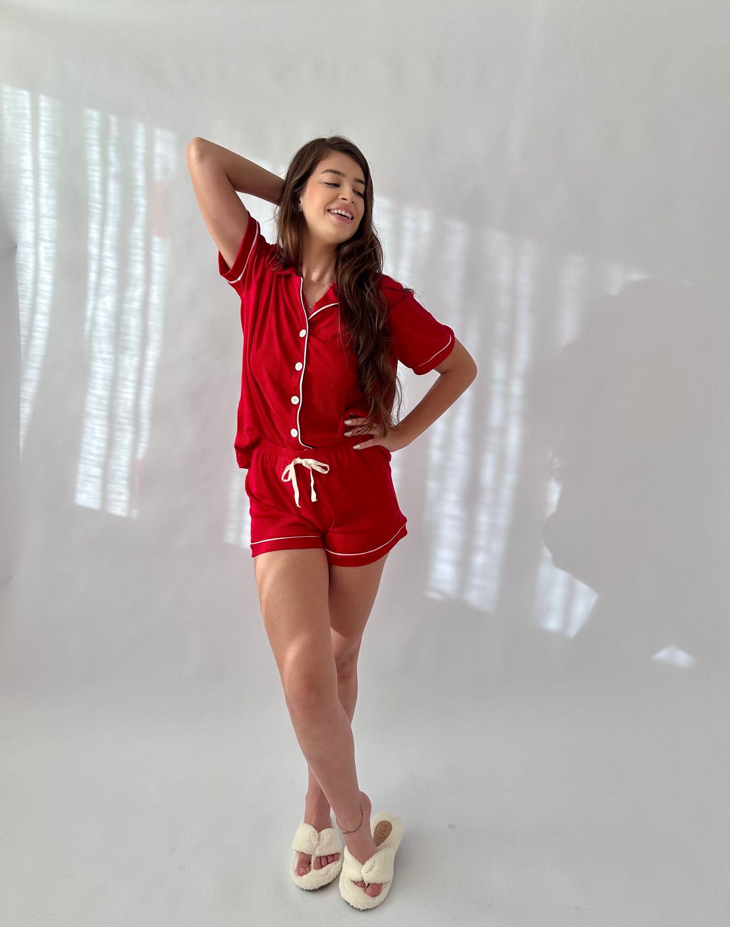 PIJAMA AMERICANO CURTO - VERMELHO PAIXÃO