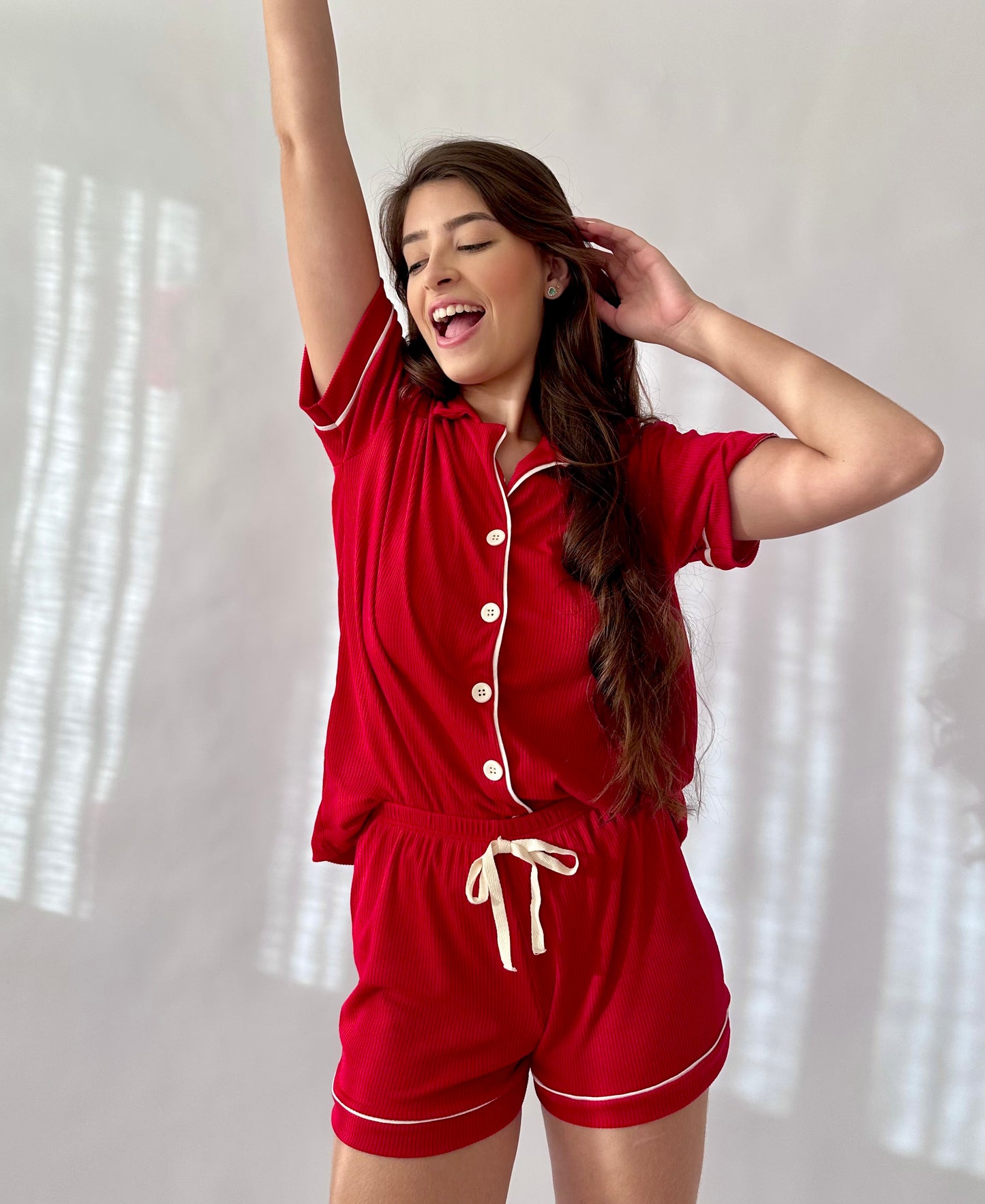 PIJAMA AMERICANO CURTO - VERMELHO PAIXÃO